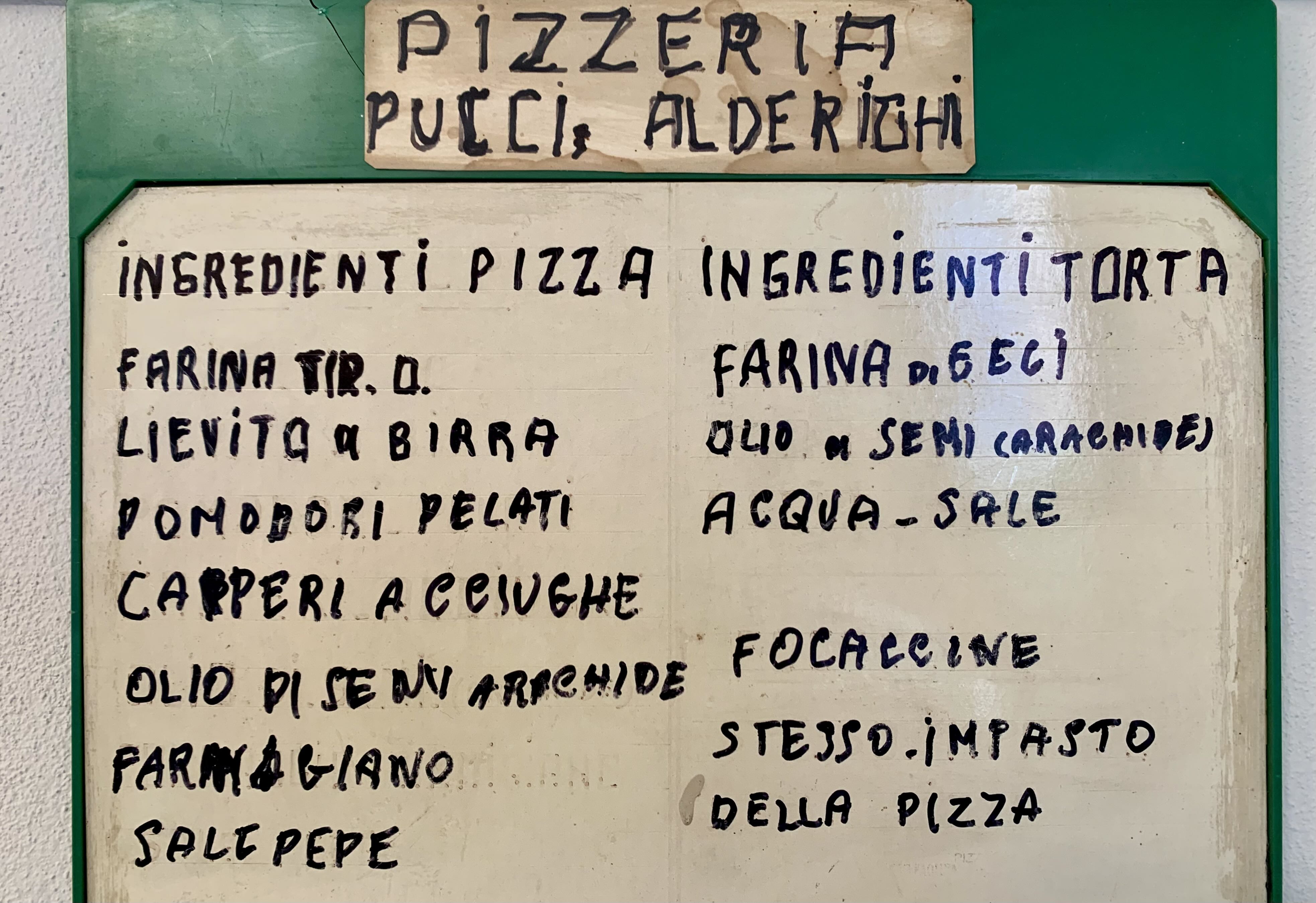 Original recipe for pizza and cecina dough